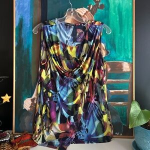 Linea Domani Abstract Sleeveless Top M